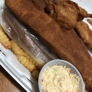 Fried catfish &amp; shrimp w/  fries &amp; coleslaw
