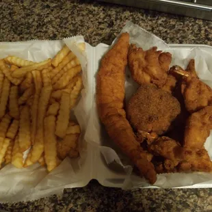 Special Seafood Platter A. Fish, shrimp, scallops &amp; crabcake