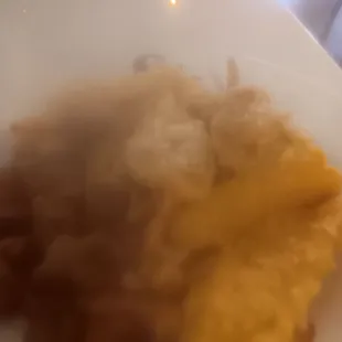 Close up of fish and fries etc.