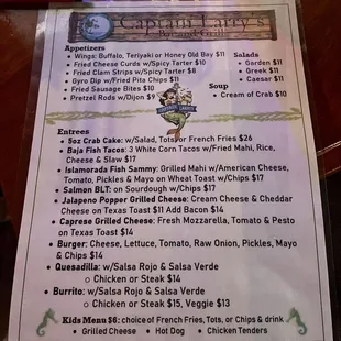 Menu (there's more off the menu too). Check the specials board