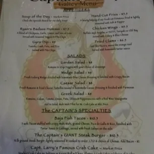 Front of menu
