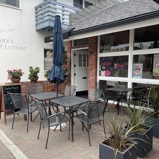 Outside this funky place.