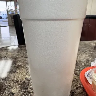 Poor excuse for a large soda. Maybe a small at best