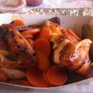 Protein,protein,protein! Love there chicken! Call it in, it will be hot &amp; ready to go! Wscm