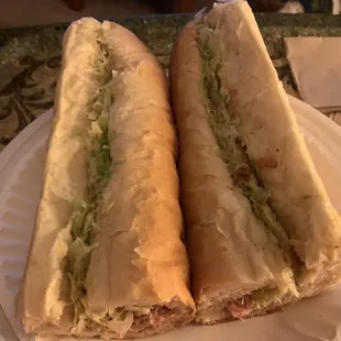 Size of skimpy double sub, fried ham with no cheese or mushrooms as ordered.