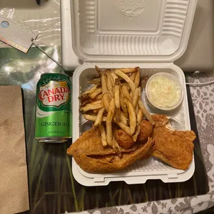 You cannot go wrong with the Whiting Platter and a Canada Dry.