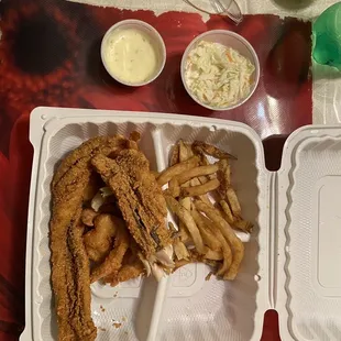 Fried Trout &amp; Shrimp platter.