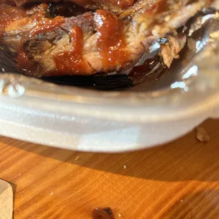 Dry meat around the side of each bone omg.
