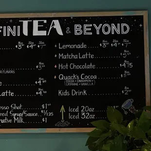 Tea menu