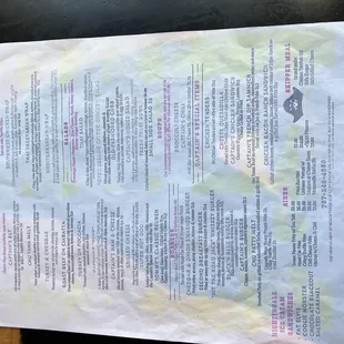 menu