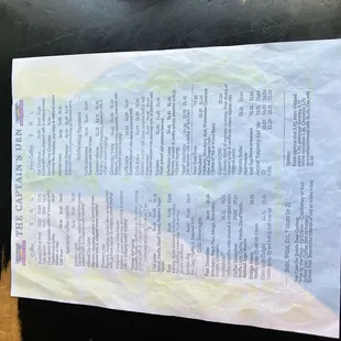 menu
