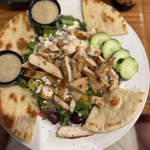 Greek salad with grilled chicken