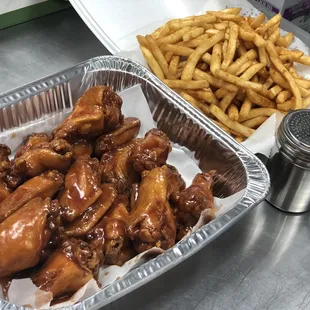 25 pc party wings with fries  (HONEY BBQ)