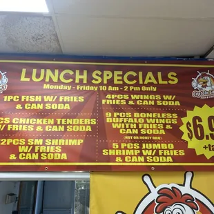 Lunch specials from Monday to Friday 10am to 2 pm 
    $6.99+ tax