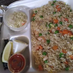 Fried Rice with coleslaw side.