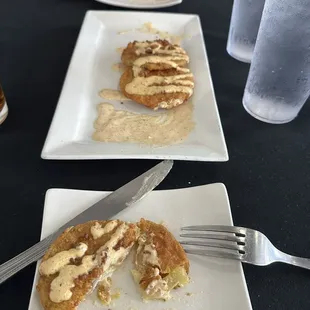 Fried green tomatoes-4 slices to an order. We ate 2 before I remembered to take a photo
