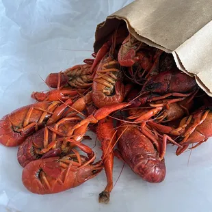 Boiled crawfish.