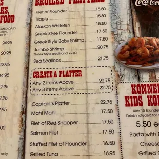 the menu for the restaurant