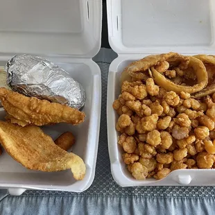 Filet of flounder Baby shrimp