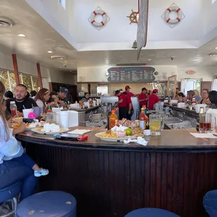 Inside the restaurant from the front.