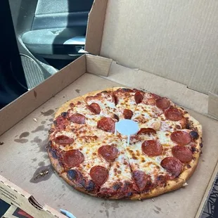 The horrible so called large thin crust pizza that I received