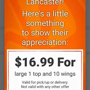 $ 6 99 for a large top and 10 wings