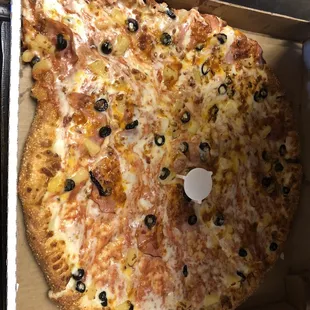 Our Hawaiian Pizza was delivered like this unfortunately. Had to call in to have them make a new one.