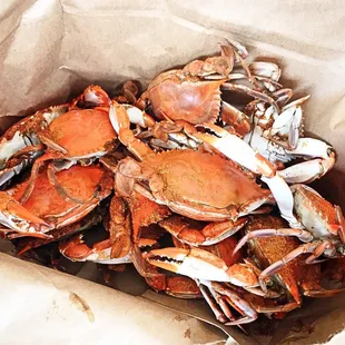 crabs in a paper bag