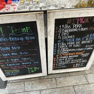 Specials menu and family type meals.