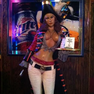a woman dressed as a pirate