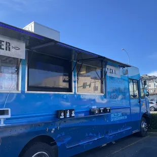 a blue food truck