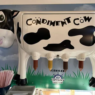 Their self-serve Condiment Cow for ketchup, mustard, and barbecue sauce! So cute!