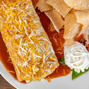 Burrito with red sauce