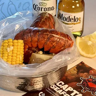 Our Twin-Tail Special includes two lobster tails, one corn, and one potato! Great deal any lobster tail lovers