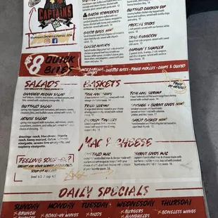 Back of menu