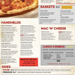 Captain's Sports Lounge menu back