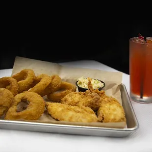 Onion rings and chicken strips