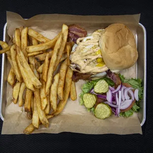 Captain's breakfast burger plate