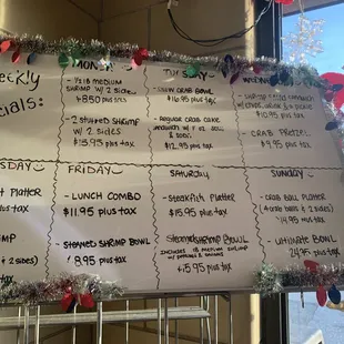 Weekly specials