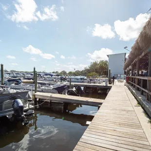 a dock with several boats
