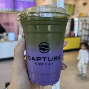 Ube matcha latte