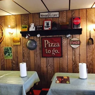 Decor &amp; picnic tables inside