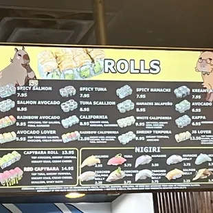 Sushi Menu