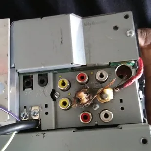 Back of stereo burned with the wires burned melted.