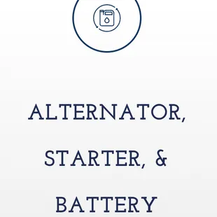 Alternator, starter &amp; battery