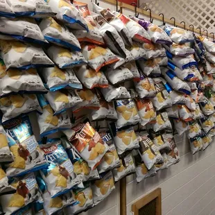 a wall of chips and chips