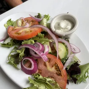 Side salad with homemade blue cheese