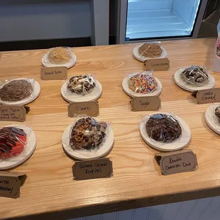 a variety of desserts