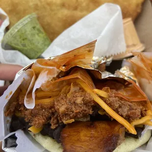 Chorizo Arepa and Beef Arepa