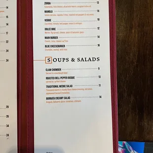 Flatbreads and salad menu